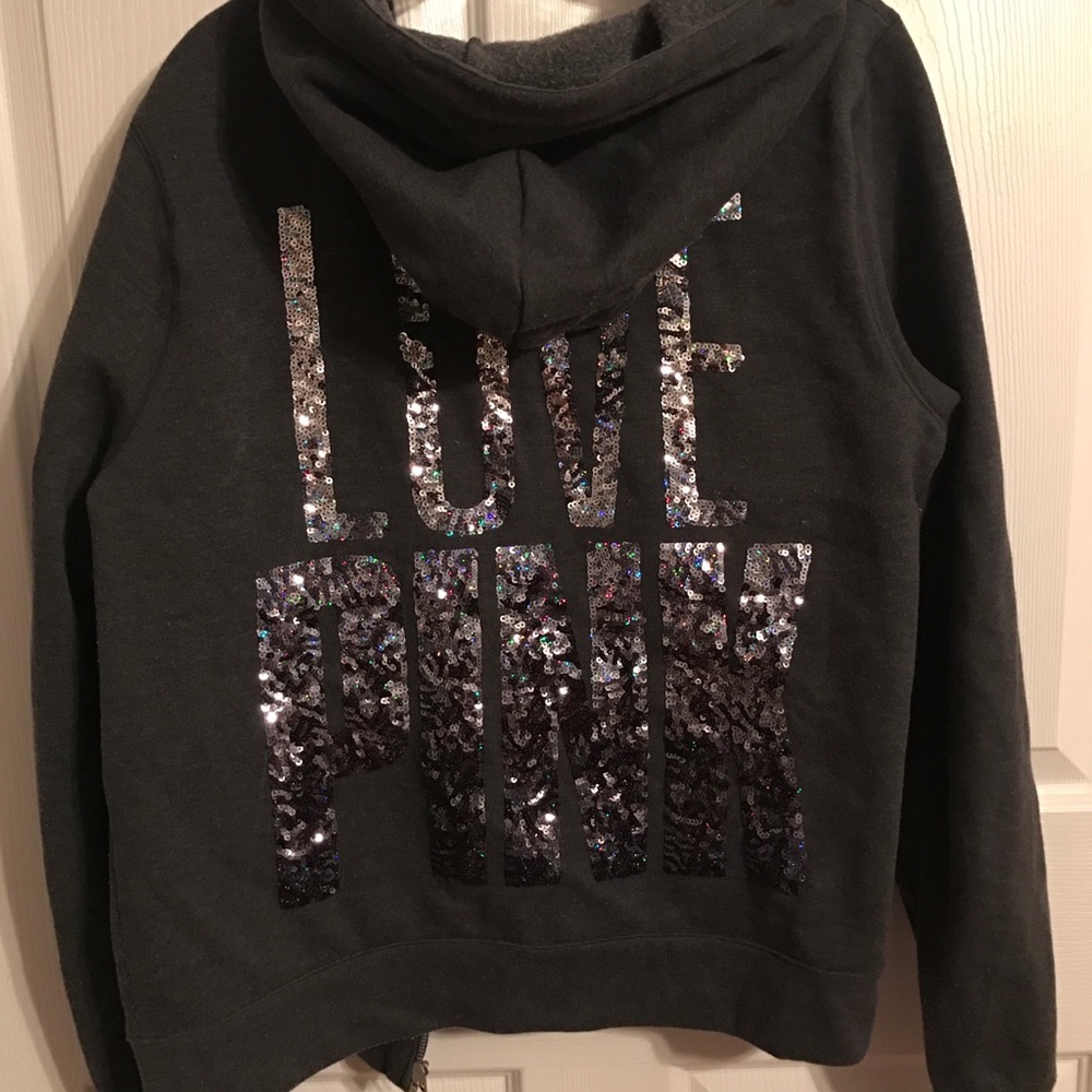 Sequin PINK zip up hoodie